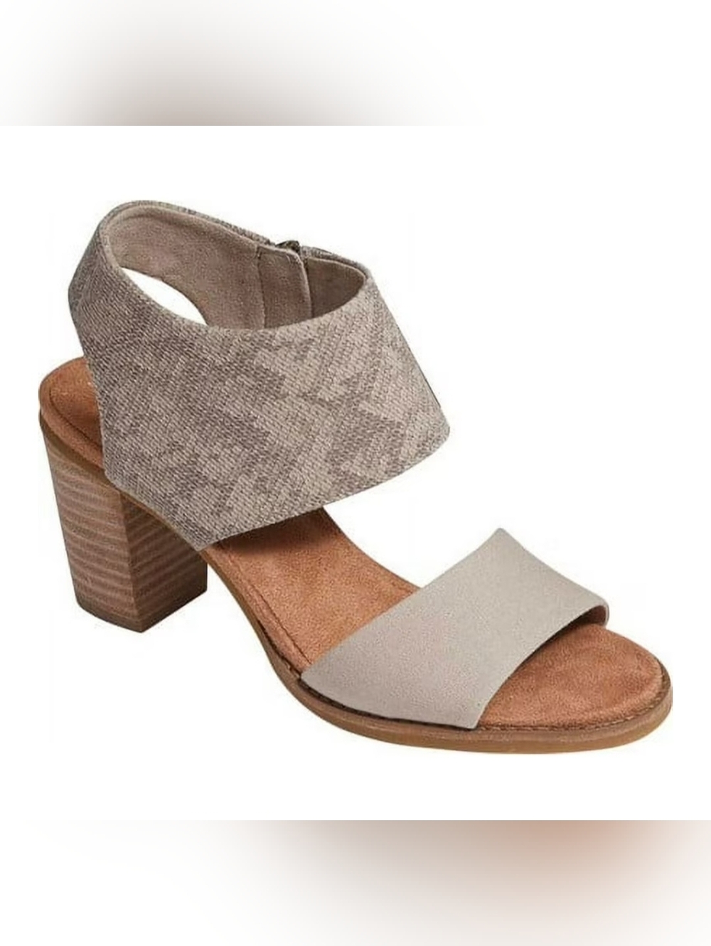 TOMS Majora Chunky Block Heel Sandal - Taupe, Cream, Snake Print Size 8